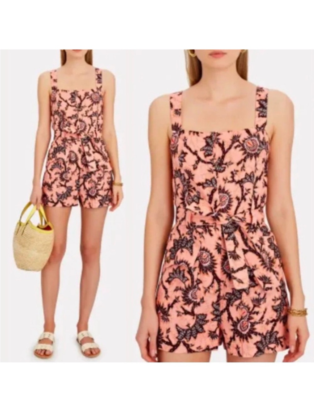 A.L.C. Pink Gilmour Floral Linen Romper  NWT
